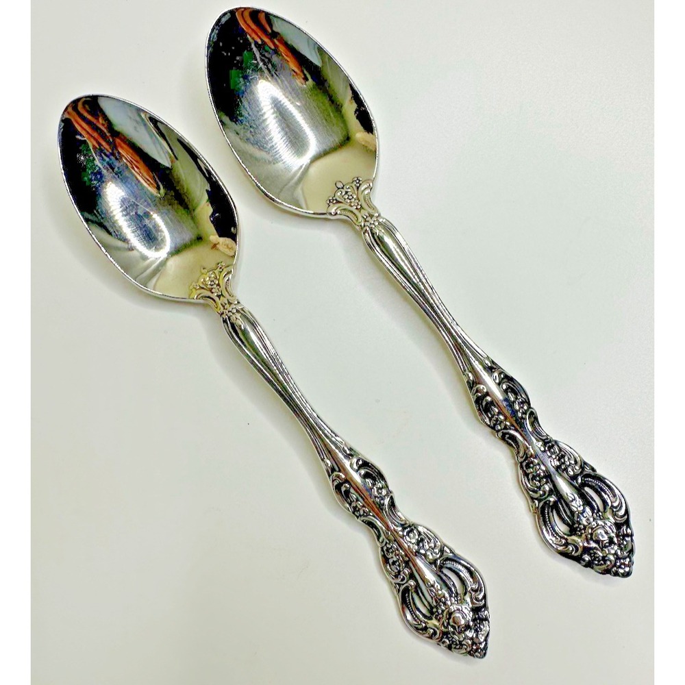 VTG Oneida MICHELANGELO Cube Stainless Flatware 2 Pc Teaspoon